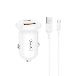 XO Mini Smart Φορτιστής Αυτοκινήτου, 30W, 1 Θύρα PD, 1 Θύρα,1 USB, Με Καλώδιο TYPE-C
