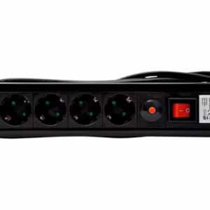 Geyer Πολύπριζο 4 Θέσεων Με Καλώδιο 2m και Διακόπτη Μαύρο (Με προστασία υπερφόρτωσης)