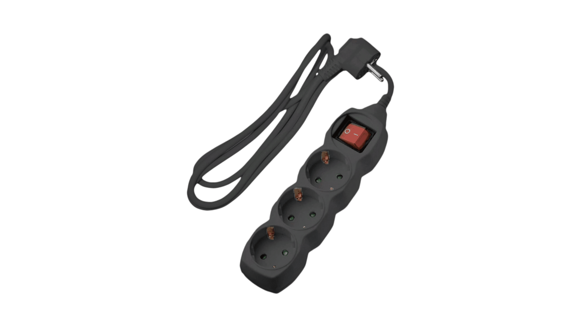 Lucas Πολύπριζο 3 Θέσεων Με Καλώδιο και Διακόπτη Μαύρο