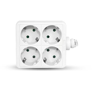 Geyer Τετράγωνο Πολύπριζο Σούκο 4 θέσεων με Καλώδιο