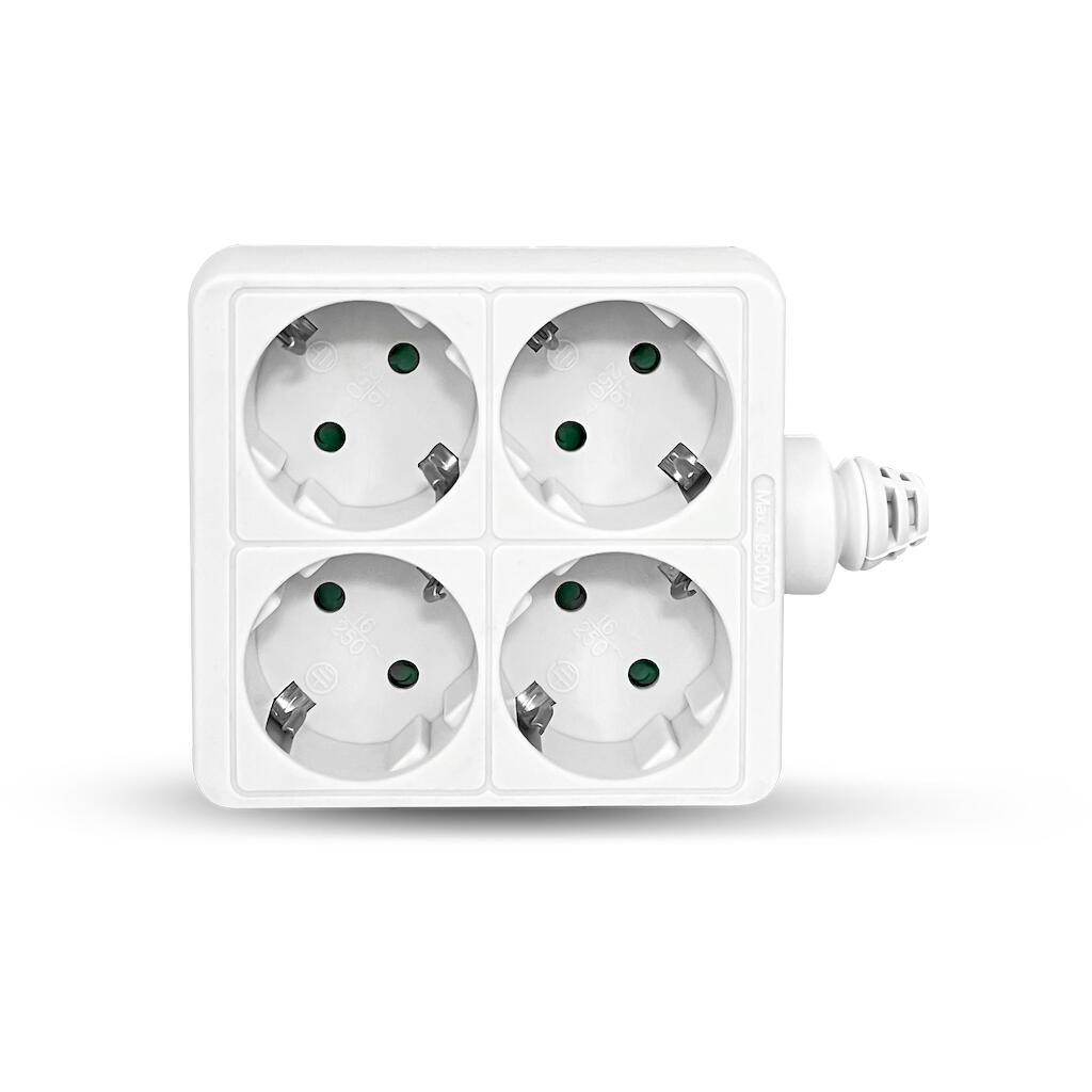 Geyer Τετράγωνο Πολύπριζο Σούκο 4 θέσεων με Καλώδιο