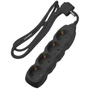 Lucas Πολύπριζο 4 Θέσεων Με Καλώδιο Μαύρο